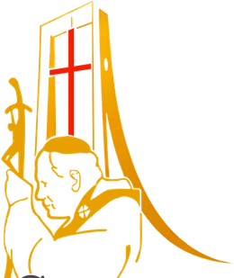 Escudo del Santuario: San Juan Pablo II con el báculo y la cruz